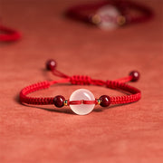 FREE Today: Auspicious Fortune Peace Buckle White Agate Flat Knot Diamond Knot Red String Bracelet - Flat Knot Red String - image 19