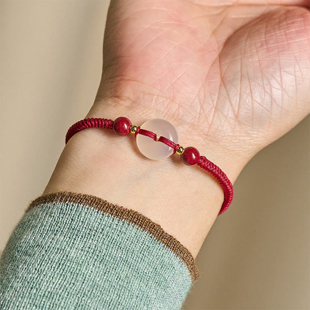 FREE Today: Auspicious Fortune Peace Buckle White Agate Flat Knot Diamond Knot Red String Bracelet - image 18