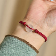 FREE Today: Auspicious Fortune Peace Buckle White Agate Flat Knot Diamond Knot Red String Bracelet - image 5