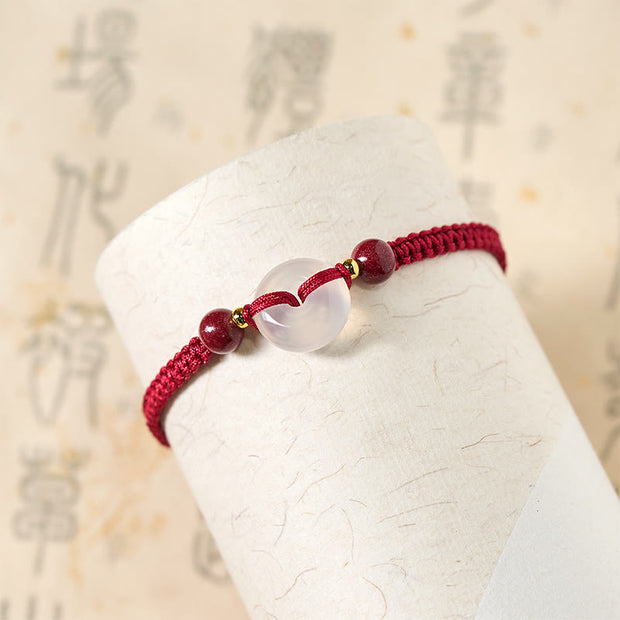 FREE Today: Auspicious Fortune Peace Buckle White Agate Flat Knot Diamond Knot Red String Bracelet - image 4