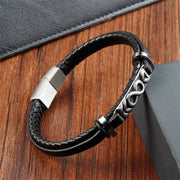 Buddha Stones Titanium Steel Balance Multi-Layered Leather Figure-Eight Bracelet - image 1