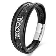 Buddha Stones Titanium Steel Balance Multi-Layered Leather Figure-Eight Bracelet - Multi-Layer(Wrist Circumference: 18-19cm) - image 8