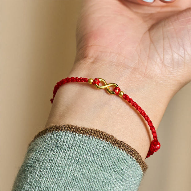Buddha Stones Infinity Charm Brass Red String Adjustable Protection Bracelet - image 7