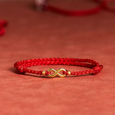 Buddha Stones Infinity Charm Brass Red String Adjustable Protection Bracelet - Red String(Wrist Circumference: 14-18cm) - image 0