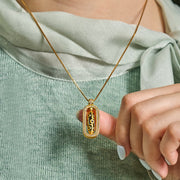 Buddha Stones 24k Gold Plated Brass Nine-eye Dzi Bead Auspicious Pattern Wealth Pendant Necklace - image 5