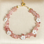 Buddha Stones Irregular Crystal Flower Design Amethyst White Crystal Balance Bracelet - image 43