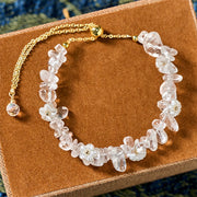 Buddha Stones Irregular Crystal Flower Design Amethyst White Crystal Balance Bracelet - image 11