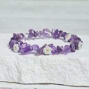 Buddha Stones Irregular Crystal Flower Design Amethyst White Crystal Balance Bracelet - image 4
