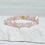 Buddha Stones Irregular Crystal Flower Design Amethyst White Crystal Balance Bracelet - image 37