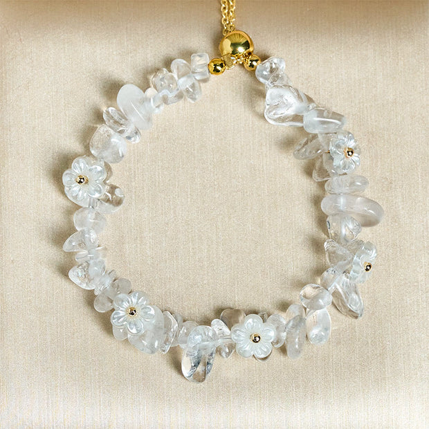 FREE Today: Spiritual and Positive Irregular Crystal Flower Design Amethyst White Crystal Bracelet - White Crystal(Wrist Circumference: 15-19cm) - image 9