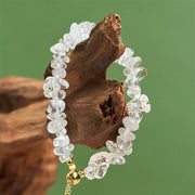 Buddha Stones Irregular Crystal Flower Design Amethyst White Crystal Balance Bracelet - image 10