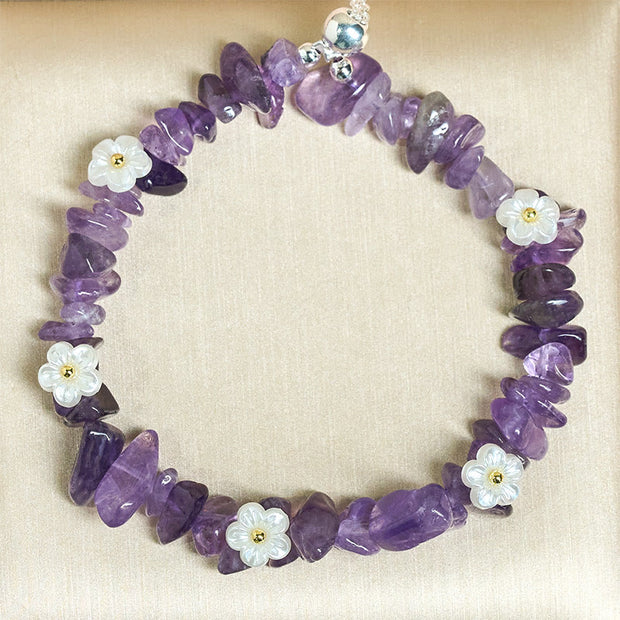 FREE Today: Spiritual and Positive Irregular Crystal Flower Design Amethyst White Crystal Bracelet - image 2