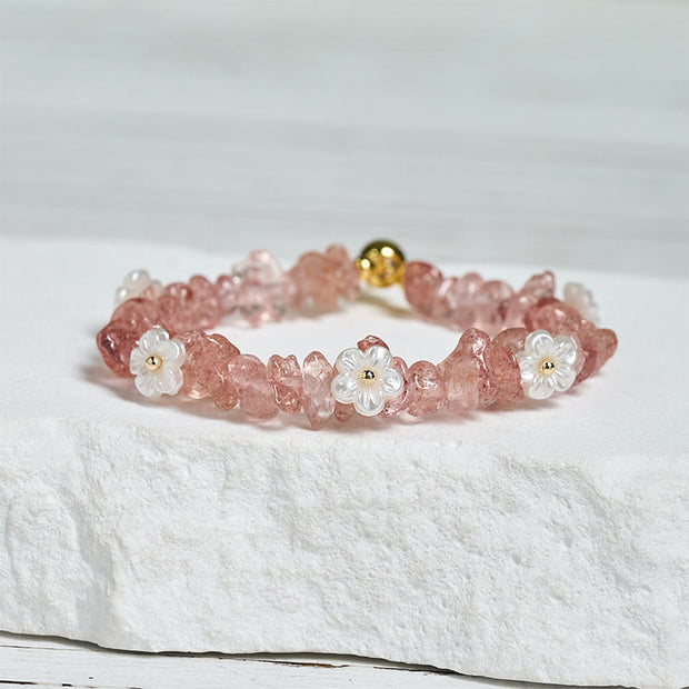 Buddha Stones Irregular Crystal Flower Design Amethyst White Crystal Balance Bracelet - image 45