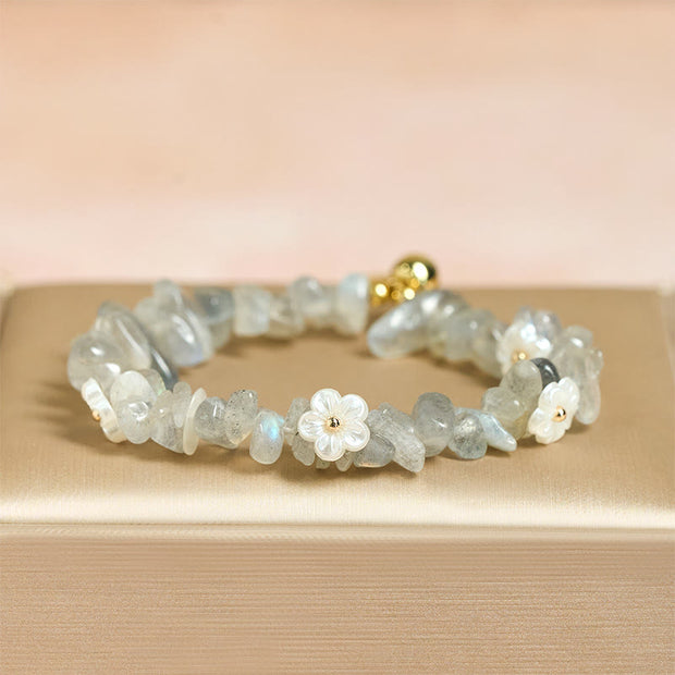 Buddha Stones Irregular Crystal Flower Design Amethyst White Crystal Balance Bracelet - Grey Moonstone(Wrist Circumference: 15-19cm) - image 17