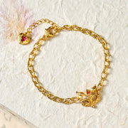 FREE Today: Wisdom and Luck 24k Gold Plated Brass Fox Design Heart Charm Chain Bracelet - image 1