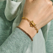 FREE Today: Wisdom and Luck 24k Gold Plated Brass Fox Design Heart Charm Chain Bracelet - image 6