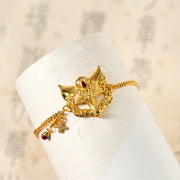 Buddha Stones 24k Gold Plated Brass Fox Mask Charm Tassel Chain Bracelet - image 4