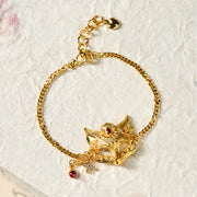 Buddha Stones 24k Gold Plated Brass Fox Mask Charm Tassel Chain Bracelet - image 3