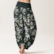 Buddha Stones Cotton Retro Layered Petals Pattern Women's Elastic Waist Harem Pants - image 1