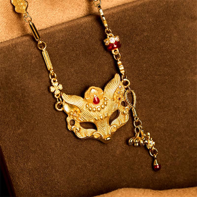 Buddha Stone 24k Gold Plated Brass Fox Design Tassel Pendant Necklace - Fox - image 0