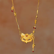 Buddha Stone 24k Gold Plated Brass Fox Design Tassel Pendant Necklace - image 1
