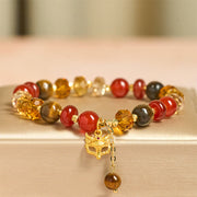 Buddha Stones Red Agate Tiger Eye Fox Charm Calm Beaded Bracelet - Red Agate(Wrist Circumference: 14-19cm) - image 0