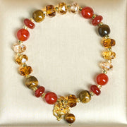 Buddha Stones Red Agate Tiger Eye Fox Charm Calm Beaded Bracelet - image 3