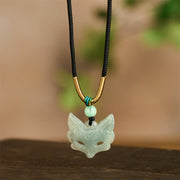 Buddha Stones Fox Mask Prosperity Luck Rope Necklace Pendant - image 3