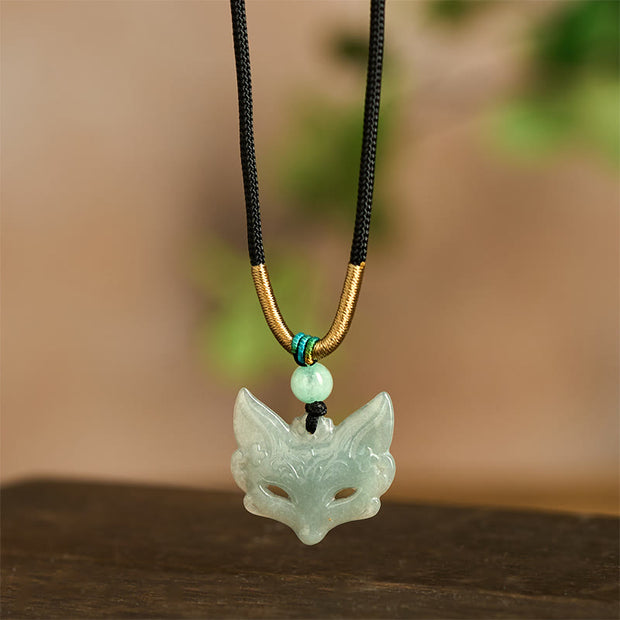 Buddha Stones Fox Mask Prosperity Luck Rope Necklace Pendant - image 3