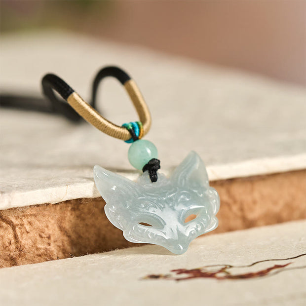 Buddha Stones Fox Mask Prosperity Luck Rope Necklace Pendant - image 1
