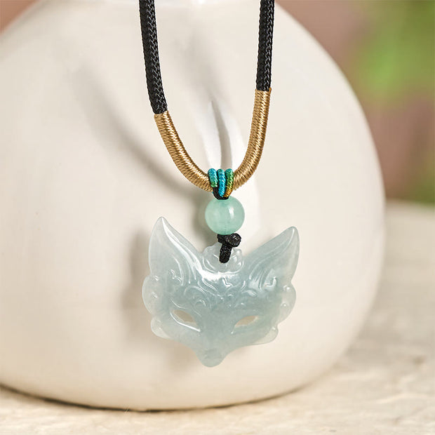 Buddha Stones Fox Mask Prosperity Luck Rope Necklace Pendant - image 2