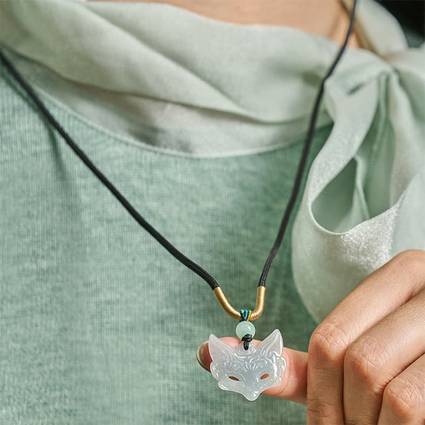 Buddha Stones Fox Mask Prosperity Luck Rope Necklace Pendant - image 5