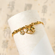 Buddha Stones Chinese Zodiac Year Of The Horse 24k Gold Plated Copper Coin Luck Bracelet - image 3