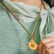 Buddha Stones Year Of The Horse Peace Buckle Fu Character Gold Plated Copper Energy Necklace Pendant - image 6