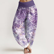 Buddha Stones Cotton Lively Ocean Seashells Coral Pattern Women's Elastic Waist Harem Pants - DarkViolet - US16，UK/AU20，EU48 (3XL) - image 5