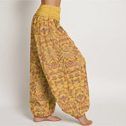 Buddha Stones Pure Cotton Complicated Flower Leaves Vine Pattern Women's Elastic Waist Harem Pants - image 10