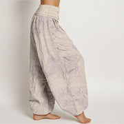 Buddha Stones Pure Cotton Exquisite Koi Fish Flowers Patterns Women's Elastic Waist Harem Pants - image 9