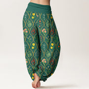 Buddha Stones Pure Cotton Brilliant Flowers Berries Leaves Pattern Women's Elastic Waist Harem Pants - image 6