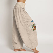 Buddha Stones Pure Cotton Colorful Dragon Cloud Pattern Women's Elastic Waist Harem Pants - image 13