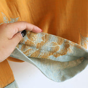 Buddha Stones 2pcs Frog-Button Printed Long Sleeve Cardigan Shirt Pants With Pockets Cotton Set  - image 7