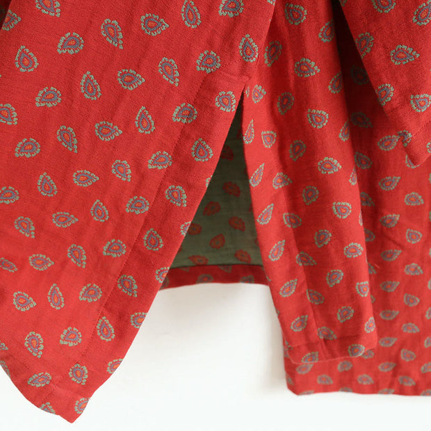 Buddha Stones 2pcs Jacquard Floral Long Sleeve Frog-Button Shirt Pants With Pockets Cotton Set  - image 16