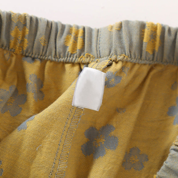 Buddha Stones 2pcs Jacquard Floral Long Sleeve Frog-Button Shirt Pants With Pockets Cotton Set  - image 2