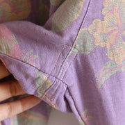 Buddha Stones 2pcs FLoral Pattern Long Sleeve Crew Neck Button Design Shirt Pants With Pockets Cotton Set  - image 21