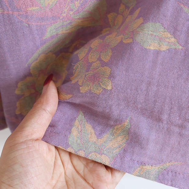 Buddha Stones 2pcs FLoral Pattern Long Sleeve Crew Neck Button Design Shirt Pants With Pockets Cotton Set  - image 22