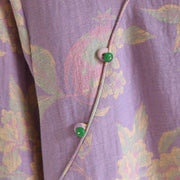 Buddha Stones 2pcs FLoral Pattern Long Sleeve Crew Neck Button Design Shirt Pants With Pockets Cotton Set  - image 11