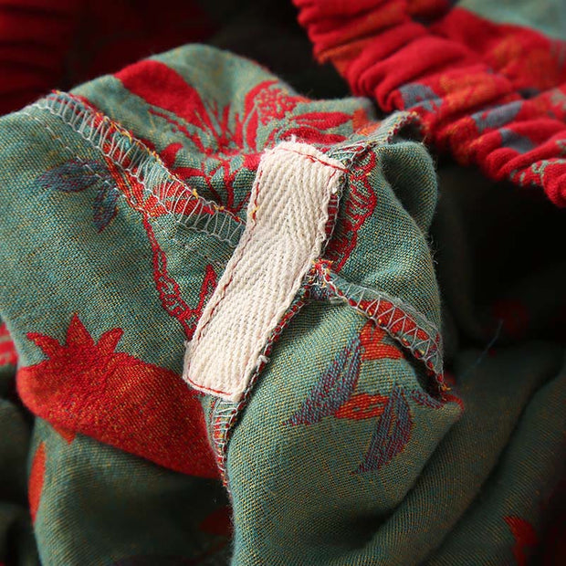 Buddha Stones 2pcs Patchwork Long Sleeve Frog-Button Crew Neck Shirt Pants With Pockets Cotton Set  - image 13