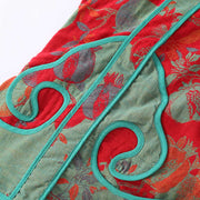 Buddha Stones 2pcs Patchwork Long Sleeve Frog-Button Crew Neck Shirt Pants With Pockets Cotton Set  - image 7