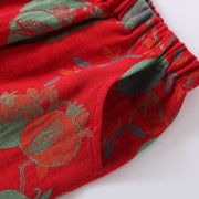 Buddha Stones 2pcs Patchwork Long Sleeve Frog-Button Crew Neck Shirt Pants With Pockets Cotton Set  - image 11