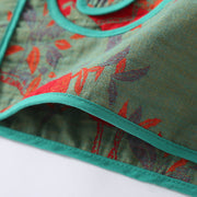 Buddha Stones 2pcs Patchwork Long Sleeve Frog-Button Crew Neck Shirt Pants With Pockets Cotton Set  - image 10