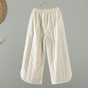 Buddha Stones Women's Ethnic Embroidery Flower Thermal Cotton Pants With Pockets - image 2